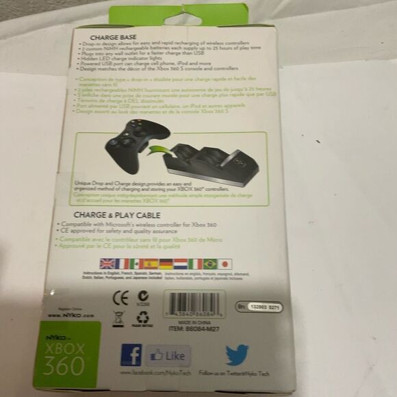 Nyko Charge Base S for Xbox 360 Controllers w 2 Rechargeable Batteries & Charger - Picture 4 of 8